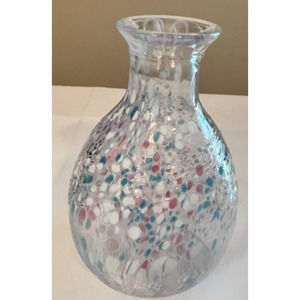 Toyo Sasaki Sakura Fuji Glass Sake Carafe Handcrafted 4 3/4x3 1/2wx1 1/2 opening